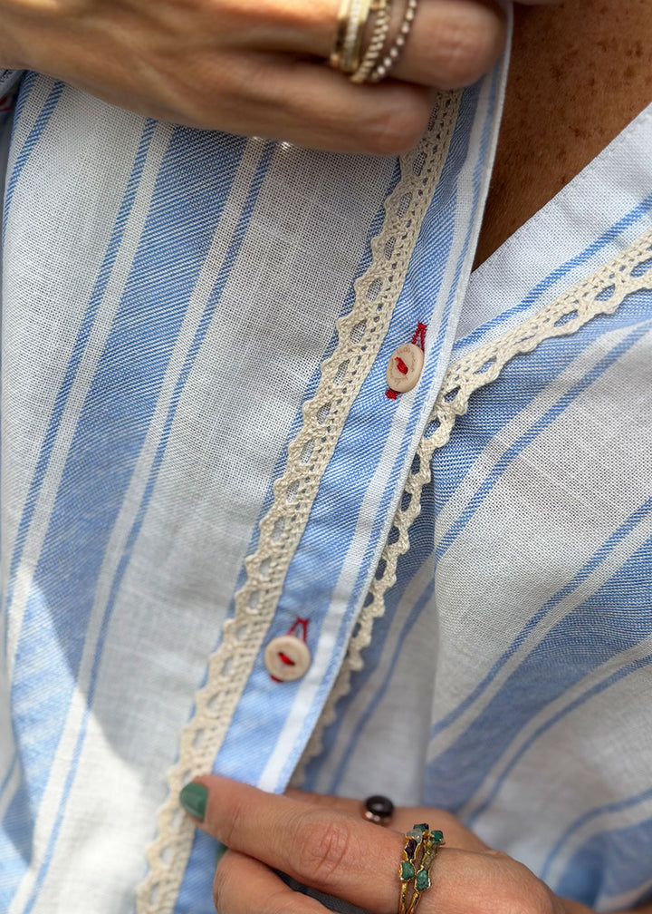 Camisa Manga Larga Rayas Azules - Paloma – VIDA MÍA