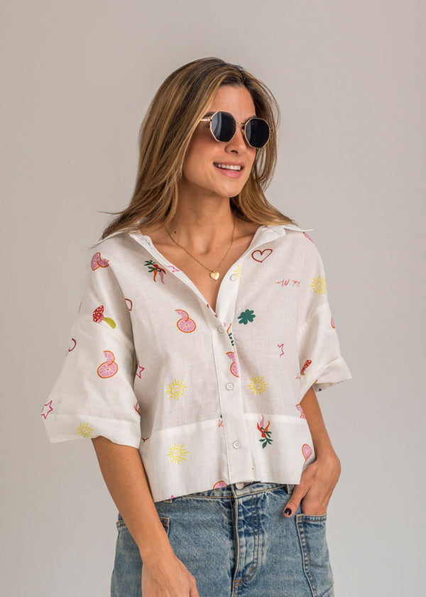 Camisa Manga Corta Marfil - Siena