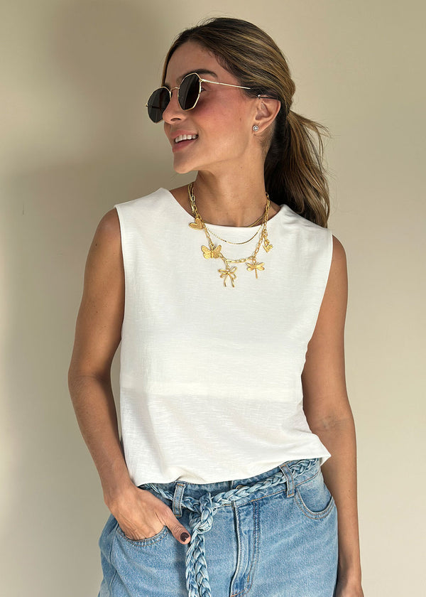 Camiseta Evaluna Marfil