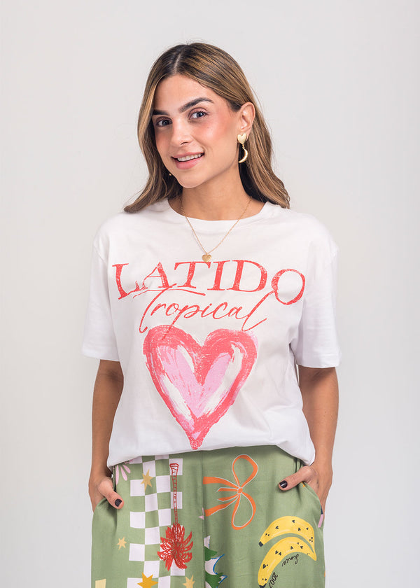 Camiseta Manga Corta Marfil -Marie Latido